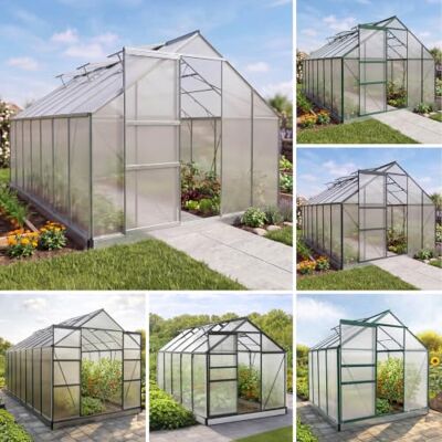 BRAST Gewächshaus Aluminium mit Fundament TÜV geprüft 42 Modelle 130x190x195cm 490x250x235cm, 6mm Hohlkammerplatten, rostfrei wetterfest temperaturbeständig 430x250x205cm Silber BRAST Gewächshaus Aluminium mit Fundament TÜV geprüft 42 Modelle 130x190x195cm 490x250x235cm, 6mm Hohlkammerplatten, rostfrei wetterfest temperaturbeständig 430x250x205cm Silber