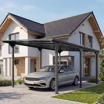 Mendler Alu-Carport HWC-O23 10cm-Gestell 3x6m anthrazit Autoüberdachung, Garage, Unterstand, Polycarbonat-Dach Regenrinne Mendler Alu-Carport HWC-O23 10cm-Gestell 3x6m anthrazit Autoüberdachung, Garage, Unterstand, Polycarbonat-Dach Regenrinne
