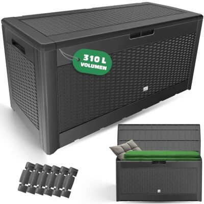 KESSER ® Auflagenbox Kissenbox 𝟯𝟭𝟬𝗟, Klicksystem, mit Rollen & Haltegriffen, Deckel mit Hubautomatik, abschließbar, bis zu 290kg, Gartenbox Wasserdicht, Vielseitige Kissenbox, Rattanoptik-Anthrazit KESSER ® Auflagenbox Kissenbox 𝟯𝟭𝟬𝗟, Klicksystem, mit Rollen & Haltegriffen, Deckel mit Hubautomatik, abschließbar, bis zu 290kg, Gartenbox Wasserdicht, Vielseitige Kissenbox, Rattanoptik-Anthrazit