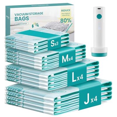 SONGMICS Vakuumbeutel für Kleidung, 15 Beutel, elektrische Pumpe Aufbewahrungsbeutel Bettwäsche, 3 S/4 M/4 L/4 J, Reise, wiederverwendbar, transparent, ISLAND Kollektion LVB203W101 SONGMICS Vakuumbeutel für Kleidung, 15 Beutel, elektrische Pumpe Aufbewahrungsbeutel Bettwäsche, 3 S/4 M/4 L/4 J, Reise, wiederverwendbar, transparent, ISLAND Kollektion LVB203W101