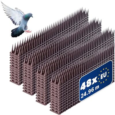 KADAX 48er Set Vogelabwehr Spikes, Kunststoff, 51x4x3,5 cm, 3-reihig, für Tauben, Katzen, Marder, Zaun, Balkon, Dach, Fensterbank, robust und wetterbeständig, frei zuschneidbar, Braun KADAX 48er Set Vogelabwehr Spikes, Kunststoff, 51x4x3,5 cm, 3-reihig, für Tauben, Katzen, Marder, Zaun, Balkon, Dach, Fensterbank, robust und wetterbeständig, frei zuschneidbar, Braun