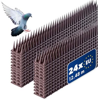 KADAX 24er Set Vogelabwehr Spikes, Kunststoff, 51x4x3,5 cm, 3-reihig, für Tauben, Katzen, Marder, Zaun, Balkon, Dach, Fensterbank, robust und wetterbeständig, frei zuschneidbar, Braun KADAX 24er Set Vogelabwehr Spikes, Kunststoff, 51x4x3,5 cm, 3-reihig, für Tauben, Katzen, Marder, Zaun, Balkon, Dach, Fensterbank, robust und wetterbeständig, frei zuschneidbar, Braun