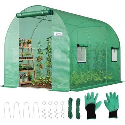 Sekey Gewächshaus Foliengewächshaus Winterfest 3x2x2m Folientunnel 6m² Stabil Tomatenhaus, Treibhaus, inkl. 2 Türen & 4 Fenster & Profi-Fixierungs-Set, 140g/m² PE-Folie Sekey Gewächshaus Foliengewächshaus Winterfest 3x2x2m Folientunnel 6m² Stabil Tomatenhaus, Treibhaus, inkl. 2 Türen & 4 Fenster & Profi-Fixierungs-Set, 140g/m² PE-Folie