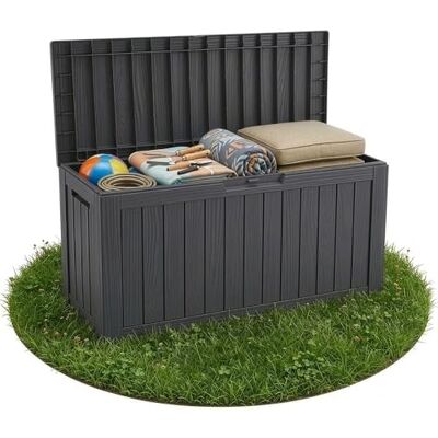 Floordirekt Aufbewahrungsbox Anthrazit Wetterfeste Auflagenbox für Terrasse & Balkon 270L Gartenbox 117 x 53 x 55 cm (270 L) Floordirekt Aufbewahrungsbox Anthrazit Wetterfeste Auflagenbox für Terrasse & Balkon 270L Gartenbox 117 x 53 x 55 cm (270 L)