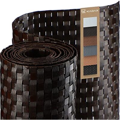 KADAX Sichtschutz für Balkon, Terrasse, Zaun, wetterfeste Sichtschutzmatte aus PE-Rattan, Meterware, Balkonbespannung mit Kabelbinder, Sichtschutzzaun (1x1m, Dunkelbraun) KADAX Sichtschutz für Balkon, Terrasse, Zaun, wetterfeste Sichtschutzmatte aus PE-Rattan, Meterware, Balkonbespannung mit Kabelbinder, Sichtschutzzaun (1x1m, Dunkelbraun)