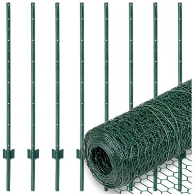 Voss Gartenzaun-Set Sechseckgeflecht 10mx100cm 13x0,9mm grün + 8 Metall Zaunpfosten 137cm Voss Gartenzaun-Set Sechseckgeflecht 10mx100cm 13x0,9mm grün + 8 Metall Zaunpfosten 137cm
