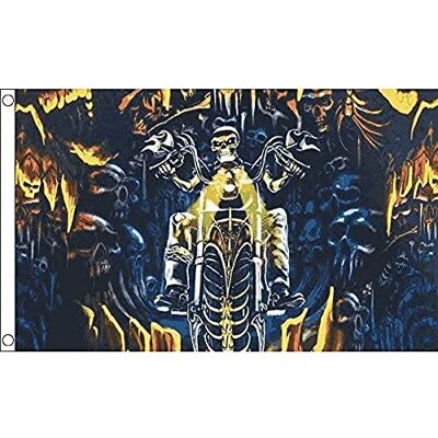 AZ FLAG Flagge Totenkopf Mit Motorrad 150x90 cm Pirat Fahne 100% Polyester mit Messing-Ösen 110g AZ FLAG Flagge Totenkopf Mit Motorrad 150x90 cm Pirat Fahne 100% Polyester mit Messing-Ösen 110g