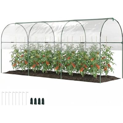 Outsunny Gewächshaus Winterfest mit Bogendach 400 x 120 x 170cm Transparent Foliengewächshaus, Erdanker, Robuster Stalrahmen, Offenes Treibhaus zum Stecken, Tomatenhaus für Tomaten,Gemüse,Pflanzen Outsunny Gewächshaus Winterfest mit Bogendach 400 x 120 x 170cm Transparent Foliengewächshaus, Erdanker, Robuster Stalrahmen, Offenes Treibhaus zum Stecken, Tomatenhaus für Tomaten,Gemüse,Pflanzen