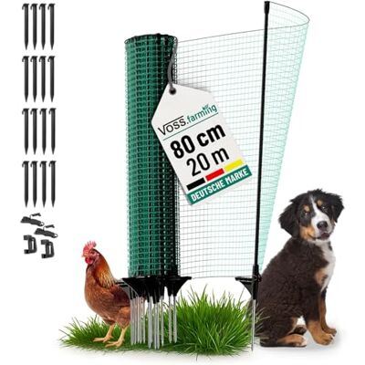 Voss Begrenzungszaun Classic ohne Strom, 20m, 80cm, 12 Pfähle, 1 Spitze, grün, Kleintiernetz, mobiler Zaun, Gartenzaun, für Garten, Haus, Hof Voss Begrenzungszaun Classic ohne Strom, 20m, 80cm, 12 Pfähle, 1 Spitze, grün, Kleintiernetz, mobiler Zaun, Gartenzaun, für Garten, Haus, Hof