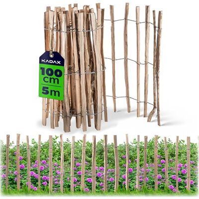 KADAX Zaun aus Hasel, 100x500cm, Staketenzaun aus Haselnuss, Gartenzaun in verschiedenen Größen, witterungsbeständige Staketen, Holzzaun für Garten, Naturprodukt (7-9cm) KADAX Zaun aus Hasel, 100x500cm, Staketenzaun aus Haselnuss, Gartenzaun in verschiedenen Größen, witterungsbeständige Staketen, Holzzaun für Garten, Naturprodukt (7-9cm)