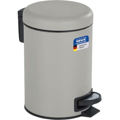 WENKO Kosmetikeimer 3 Liter, Stahl, herausnehmbarer Inneneimer mit Müllbeutelhalter, Mülleimer fürs Bad mit Deckel und Tretfunktion, ausklappbarer Tragegriff, Taupe matt, Mod. Leman WENKO Kosmetikeimer 3 Liter, Stahl, herausnehmbarer Inneneimer mit Müllbeutelhalter, Mülleimer fürs Bad mit Deckel und Tretfunktion, ausklappbarer Tragegriff, Taupe matt, Mod. Leman