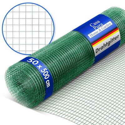 casa pura Volierendraht Drahtgitter feinmaschig 50cm hoch x 5m lang für Hochbeet 4-Eck Drahtgeflecht, Nagergitter, Vogeldraht, Volierengitter, Gitterdraht, Drahtzaun grüne PVC Maschen-Weite 13x13mm casa pura Volierendraht Drahtgitter feinmaschig 50cm hoch x 5m lang für Hochbeet 4-Eck Drahtgeflecht, Nagergitter, Vogeldraht, Volierengitter, Gitterdraht, Drahtzaun grüne PVC Maschen-Weite 13x13mm