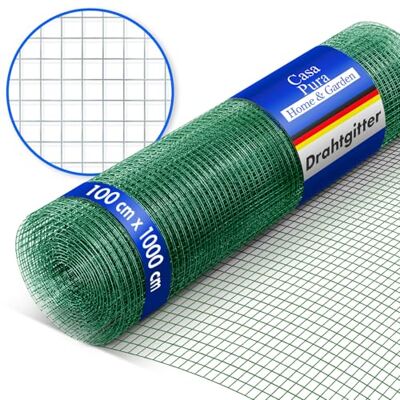 casa pura Volierendraht Drahtgitter feinmaschig 100cm hoch x 10m lang für Hochbeet 4-Eck Drahtgeflecht, Nagergitter, Vogeldraht, Volierengitter, Gitterdraht, Drahtzaun grüne PVC Maschen-Weite 13x13mm casa pura Volierendraht Drahtgitter feinmaschig 100cm hoch x 10m lang für Hochbeet 4-Eck Drahtgeflecht, Nagergitter, Vogeldraht, Volierengitter, Gitterdraht, Drahtzaun grüne PVC Maschen-Weite 13x13mm