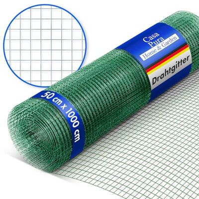 casa pura Volierendraht Drahtgitter feinmaschig 50cm hoch x 10m lang für Hochbeet 4-Eck Drahtgeflecht, Nagergitter, Vogeldraht, Volierengitter, Gitterdraht, Drahtzaun grüne PVC Maschen-Weite 13x13mm casa pura Volierendraht Drahtgitter feinmaschig 50cm hoch x 10m lang für Hochbeet 4-Eck Drahtgeflecht, Nagergitter, Vogeldraht, Volierengitter, Gitterdraht, Drahtzaun grüne PVC Maschen-Weite 13x13mm