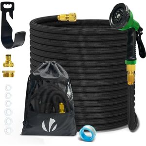 VOUNOT Flexibler Gartenschlauch 30 m, Flexibel Wasserschlauch Dehnbarer mit 10 Sprühfunktionen, 1/2 Zoll und 3/4 Zoll Messinganschlüssen, Aufbewahrungstasche inklusive, Schwarz VOUNOT Flexibler Gartenschlauch 30 m, Flexibel Wasserschlauch Dehnbarer mit 10 Sprühfunktionen, 1/2 Zoll und 3/4 Zoll Messinganschlüssen, Aufbewahrungstasche inklusive, Schwarz