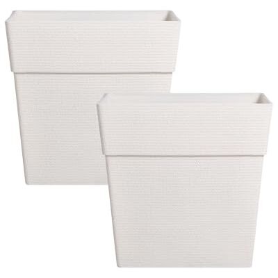 Beliani Blumentopf 2er Set groß cremeweiß strukturiert gesprenkelt rechteckig 32x60 cm mit Loch 60 cm hoch In- & Outdoor Nigellia Beliani Blumentopf 2er Set groß cremeweiß strukturiert gesprenkelt rechteckig 32x60 cm mit Loch 60 cm hoch In- & Outdoor Nigellia