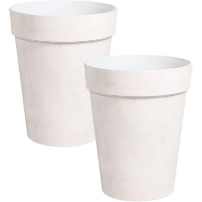 Beliani Blumentopf 2er Set beige 41 cm rund Trollius Beliani Blumentopf 2er Set beige 41 cm rund Trollius