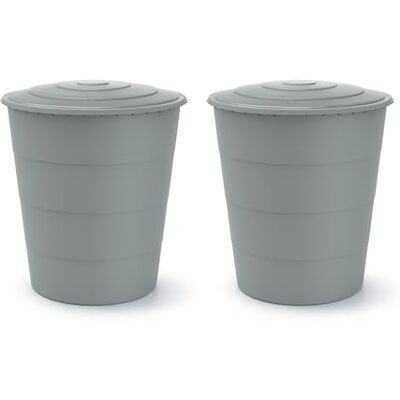 Kreher Regentonne Wassertonne Smooth 510 L, Deckel, 2er Set (Grau) Zwei XXL-Wassertanks aus robustem Kunststoff, rundes zeitloses Format, umweltfreundliche Gartenbewässerung Kreher Regentonne Wassertonne Smooth 510 L, Deckel, 2er Set (Grau) Zwei XXL-Wassertanks aus robustem Kunststoff, rundes zeitloses Format, umweltfreundliche Gartenbewässerung