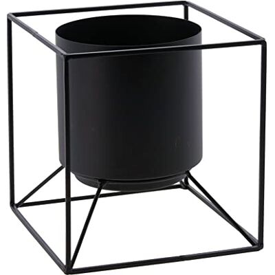 Spetebo Blumentopfständer aus Metall in 19cm schwarz moderner Planzenständer mit Topf Blumentopf Halter Pflanzen Ständer mit Übertopf Industrial Spetebo Blumentopfständer aus Metall in 19cm schwarz moderner Planzenständer mit Topf Blumentopf Halter Pflanzen Ständer mit Übertopf Industrial