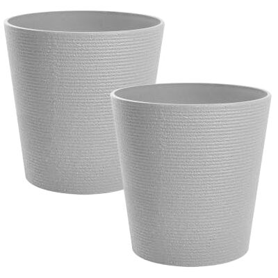 Beliani Blumentopf 2er Set grau 50 cm rund Armeria Beliani Blumentopf 2er Set grau 50 cm rund Armeria