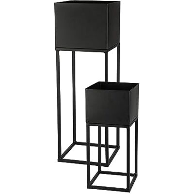 Spetebo Metall Blumentopf Ständer 2er Set schwarz für Außen 58 / 37 cm Garten Pflanzsäule mit integriertem Übertopf Blumenhocker Blumentreppe Pflanzenständer Topf Halter wetterfest Spetebo Metall Blumentopf Ständer 2er Set schwarz für Außen 58 / 37 cm Garten Pflanzsäule mit integriertem Übertopf Blumenhocker Blumentreppe Pflanzenständer Topf Halter wetterfest