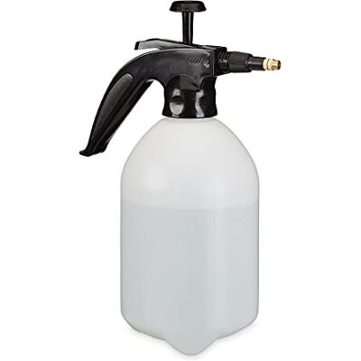 Relaxdays Drucksprüher 2 Liter, einstellbare Messingdüse, Wasser & Unkrautvernichter, Sprühflasche Garten, weiß/schwarz Relaxdays Drucksprüher 2 Liter, einstellbare Messingdüse, Wasser & Unkrautvernichter, Sprühflasche Garten, weiß/schwarz