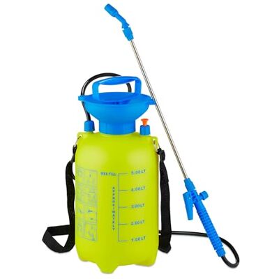 Relaxdays Drucksprüher mit Lanze, 5 Liter, verstellbare Düse, Pflanzenpflege & Reinigung, Sprühflasche Garten, gelb/blau Relaxdays Drucksprüher mit Lanze, 5 Liter, verstellbare Düse, Pflanzenpflege & Reinigung, Sprühflasche Garten, gelb/blau