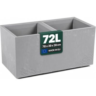 Kreher XL Pflanzkasten Karo Beton-Optik (72 L rechteckig, Grau) Aus robustem recyceltem Kunststoff, wetterfest für Balkon, Terrasse und Garten Kreher XL Pflanzkasten Karo Beton-Optik (72 L rechteckig, Grau) Aus robustem recyceltem Kunststoff, wetterfest für Balkon, Terrasse und Garten