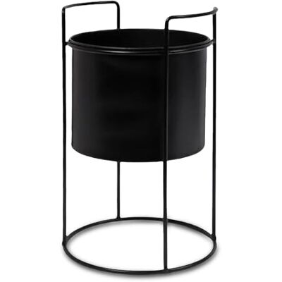 Spetebo Metall Blumentopf rund in schwarz mit Gestell 26 x 16 cm Pflanzen Ständer rund mit Übertopf Spetebo Metall Blumentopf rund in schwarz mit Gestell 26 x 16 cm Pflanzen Ständer rund mit Übertopf