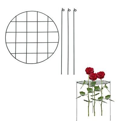 HLTER 2 Stück Blumenstützringe, 34 x 41 cm, Gitter-Pflanzenständer, Pfingstrosen-Käfige und Stützen zum Durchwachsen von Pflanzen, Ringen mit 3 Beinen HLTER 2 Stück Blumenstützringe, 34 x 41 cm, Gitter-Pflanzenständer, Pfingstrosen-Käfige und Stützen zum Durchwachsen von Pflanzen, Ringen mit 3 Beinen