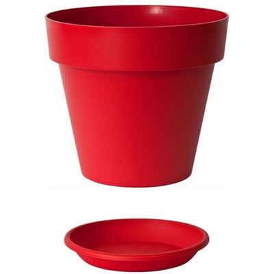Euro3plast MITU Blumentopf mit Untersetzer in rund aus Kunststoff in der Farbe Rot für den Innen- und Außenbereich, 5 Größen zur Wahl (20 cm) Euro3plast MITU Blumentopf mit Untersetzer in rund aus Kunststoff in der Farbe Rot für den Innen- und Außenbereich, 5 Größen zur Wahl (20 cm)