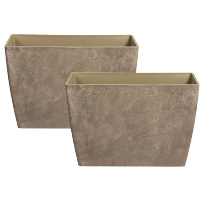 Beliani Blumentopf 2er Set braun 59 cm rechteckig Silenev Beliani Blumentopf 2er Set braun 59 cm rechteckig Silenev