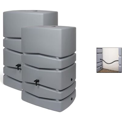 Kreher Regentonne XXL Aqua Tower 2er-Set Kunststoff (Grau, 2 x 450 L) Wassertonnen mit Verbindungsstück im schlichten Design, ideal zur Regenwassersammlung im Garten Kreher Regentonne XXL Aqua Tower 2er-Set Kunststoff (Grau, 2 x 450 L) Wassertonnen mit Verbindungsstück im schlichten Design, ideal zur Regenwassersammlung im Garten