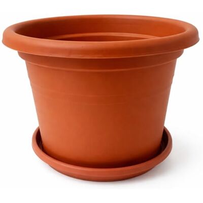 BigDean ø 25 cm Blumentopf mit Untersetzer rund Terracotta wetterfester Pflanzkübel Made in Europe BigDean ø 25 cm Blumentopf mit Untersetzer rund Terracotta wetterfester Pflanzkübel Made in Europe
