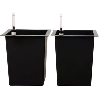 VIVANNO 2er Set Blumenkübeleinsatz eckig Schwarz 29x29x32 cm Kunststoff Pflanzeinsatz inklusive Bewässerungsset mit Füllstandsanzeiger und Überlauf für Pflanzkübel, 16 Liter Volumen, Schwarz VIVANNO 2er Set Blumenkübeleinsatz eckig Schwarz 29x29x32 cm Kunststoff Pflanzeinsatz inklusive Bewässerungsset mit Füllstandsanzeiger und Überlauf für Pflanzkübel, 16 Liter Volumen, Schwarz