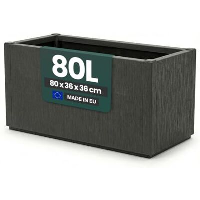 Kreher ® XL Pflanzkasten & Blumenkasten aus Kunststoff, UV- & frostbeständig, mit Drainage, für Garten, Balkon & Terrasse (1 Stück Pflanzkasten (breite Version) in Anthrazit) Kreher ® XL Pflanzkasten & Blumenkasten aus Kunststoff, UV- & frostbeständig, mit Drainage, für Garten, Balkon & Terrasse (1 Stück Pflanzkasten (breite Version) in Anthrazit)