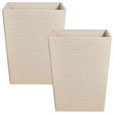 Beliani Blumentopf 2er Set beige 42 cm quadratisch Cyrodalis Beliani Blumentopf 2er Set beige 42 cm quadratisch Cyrodalis