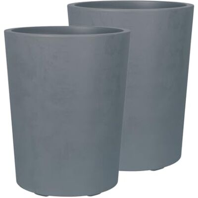 Kreher Pflanzkübel Millennium Naturstein-Optik (Grau, 2 x 48 L Rund) Aus robustem Kunststoff im XL-Format, wetterfest und standfest für Garten, Terrasse und Balkon, pflegeleicht Kreher Pflanzkübel Millennium Naturstein-Optik (Grau, 2 x 48 L Rund) Aus robustem Kunststoff im XL-Format, wetterfest und standfest für Garten, Terrasse und Balkon, pflegeleicht