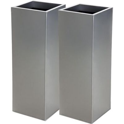 VIVANNO 2er Set Zink Blumenkübel Pflanzkübel Block Design 65 cm, Silber VIVANNO 2er Set Zink Blumenkübel Pflanzkübel Block Design 65 cm, Silber