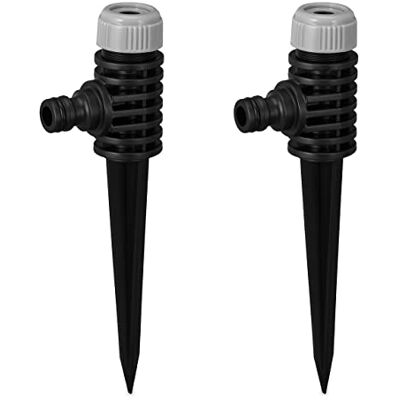 Relaxdays Sprühregner 2er Set, Garten, Sprinkler, mit Erdspieß, 6 m Reichweite, Rasensprenger, Kunststoff, schwarz-grau Relaxdays Sprühregner 2er Set, Garten, Sprinkler, mit Erdspieß, 6 m Reichweite, Rasensprenger, Kunststoff, schwarz-grau