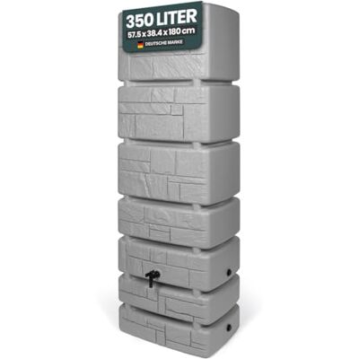 Kreher Wassertonne XXL Tower Stone mit Wasserhahn (Grau) Regentonne in Stein-Optik, 350 L, Maße 57,5 x 38,4 x 180 cm, zur Gartenbewässerung Kreher Wassertonne XXL Tower Stone mit Wasserhahn (Grau) Regentonne in Stein-Optik, 350 L, Maße 57,5 x 38,4 x 180 cm, zur Gartenbewässerung
