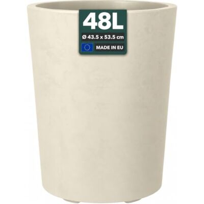 Kreher XL Pflanzkübel Millennium 48 Liter doppelwandig (Creme) Robuster Pflanztopf in Naturstein-Optik, Maße 43 x 53 cm, pflegeleicht – ein Blickfang für Garten und Terrasse Kreher XL Pflanzkübel Millennium 48 Liter doppelwandig (Creme) Robuster Pflanztopf in Naturstein-Optik, Maße 43 x 53 cm, pflegeleicht – ein Blickfang für Garten und Terrasse