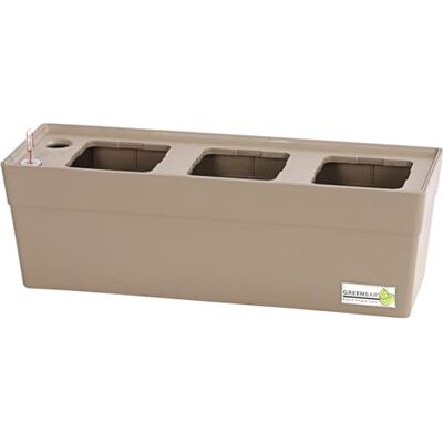 GREENBAR ® Kräuterkasten für 3 Kräutertöpfe, beige, 48 x 15.5 x 16 cm Pflanzkasten für Indoor / Outdoor, mit Bewässerungssystem, Kunststoff GREENBAR ® Kräuterkasten für 3 Kräutertöpfe, beige, 48 x 15.5 x 16 cm Pflanzkasten für Indoor / Outdoor, mit Bewässerungssystem, Kunststoff