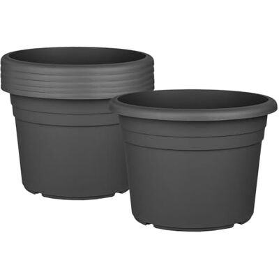BigDean 6X Blumentopf Ø 30 cm Anthrazit Kunststoff Pflanztopf 30 x 21 cm Containertopf, Übertopf, Pflanzkübel rund, Stabile Blumentöpfe, Robust & Langlebig, UV Beständig, Wetterfest BigDean 6X Blumentopf Ø 30 cm Anthrazit Kunststoff Pflanztopf 30 x 21 cm Containertopf, Übertopf, Pflanzkübel rund, Stabile Blumentöpfe, Robust & Langlebig, UV Beständig, Wetterfest