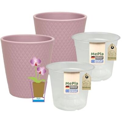 MePla 2 Stück Orchideenübertopf Harlekin ø 14 Lavendel Pflanztopf Orchidee ø 12, hochwertiges Wohnambiente MePla 2 Stück Orchideenübertopf Harlekin ø 14 Lavendel Pflanztopf Orchidee ø 12, hochwertiges Wohnambiente