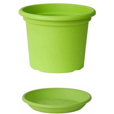 Euro3plast Blumentopf mit Untersetzer Geo 25-30 35 oder 40 cm in rund aus Kunststoff in Grün für Innen- und Außenbereich geeignet (40 cm) Euro3plast Blumentopf mit Untersetzer Geo 25-30 35 oder 40 cm in rund aus Kunststoff in Grün für Innen- und Außenbereich geeignet (40 cm)