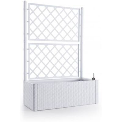 Kreher XL Rankgitter Spalier Pflanzkasten, Rattan-Optik, 100 x 43 x 142 cm (Weiß) Aus robustem Kunststoff, UV-, witterungs- und frostbeständig, Stecksystem, für Garten, Terrasse und Balkon Kreher XL Rankgitter Spalier Pflanzkasten, Rattan-Optik, 100 x 43 x 142 cm (Weiß) Aus robustem Kunststoff, UV-, witterungs- und frostbeständig, Stecksystem, für Garten, Terrasse und Balkon