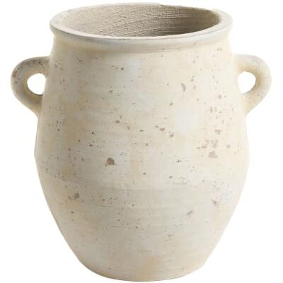 Beliani Blumentopf Zement Hellbeige rund 35 x 32 cm Indoor & Outdoor modern Gosau Beliani Blumentopf Zement Hellbeige rund 35 x 32 cm Indoor & Outdoor modern Gosau