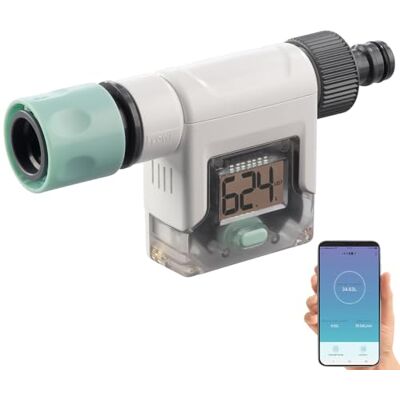 Royal Gardineer Durchflussmesser: Smart-Wasserzähler für den Gartenschlauch mit Display, Bluetooth & App (Digitaler Wasserzähler, Digitaler mit App, Garten) Royal Gardineer Durchflussmesser: Smart-Wasserzähler für den Gartenschlauch mit Display, Bluetooth & App (Digitaler Wasserzähler, Digitaler mit App, Garten)