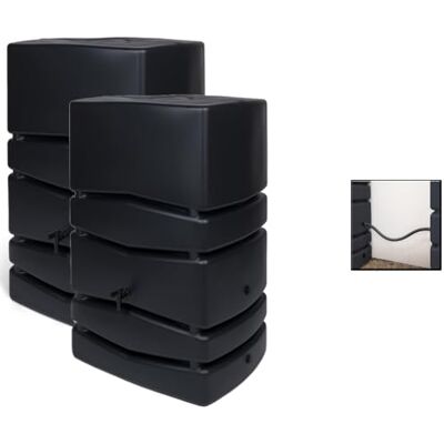 Kreher Regentonne XXL Aqua Tower 2er-Set Kunststoff (Anthrazit, 2 x 450 L) Wassertonnen mit Verbindungsstück im schlichten Design, ideal zur Regenwassersammlung im Garten Kreher Regentonne XXL Aqua Tower 2er-Set Kunststoff (Anthrazit, 2 x 450 L) Wassertonnen mit Verbindungsstück im schlichten Design, ideal zur Regenwassersammlung im Garten